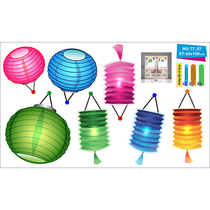 Decal trang trí trung thu 2021  lòng đèn Trung Thu