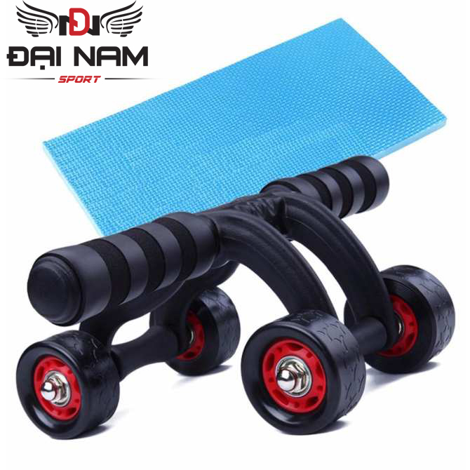 Bánh Xe Tập Cơ Bụng 4 Bánh Cao Cấp Cỡ Lớn Đại Nam Sport + Kèm Thảm Lót Đầu Gối