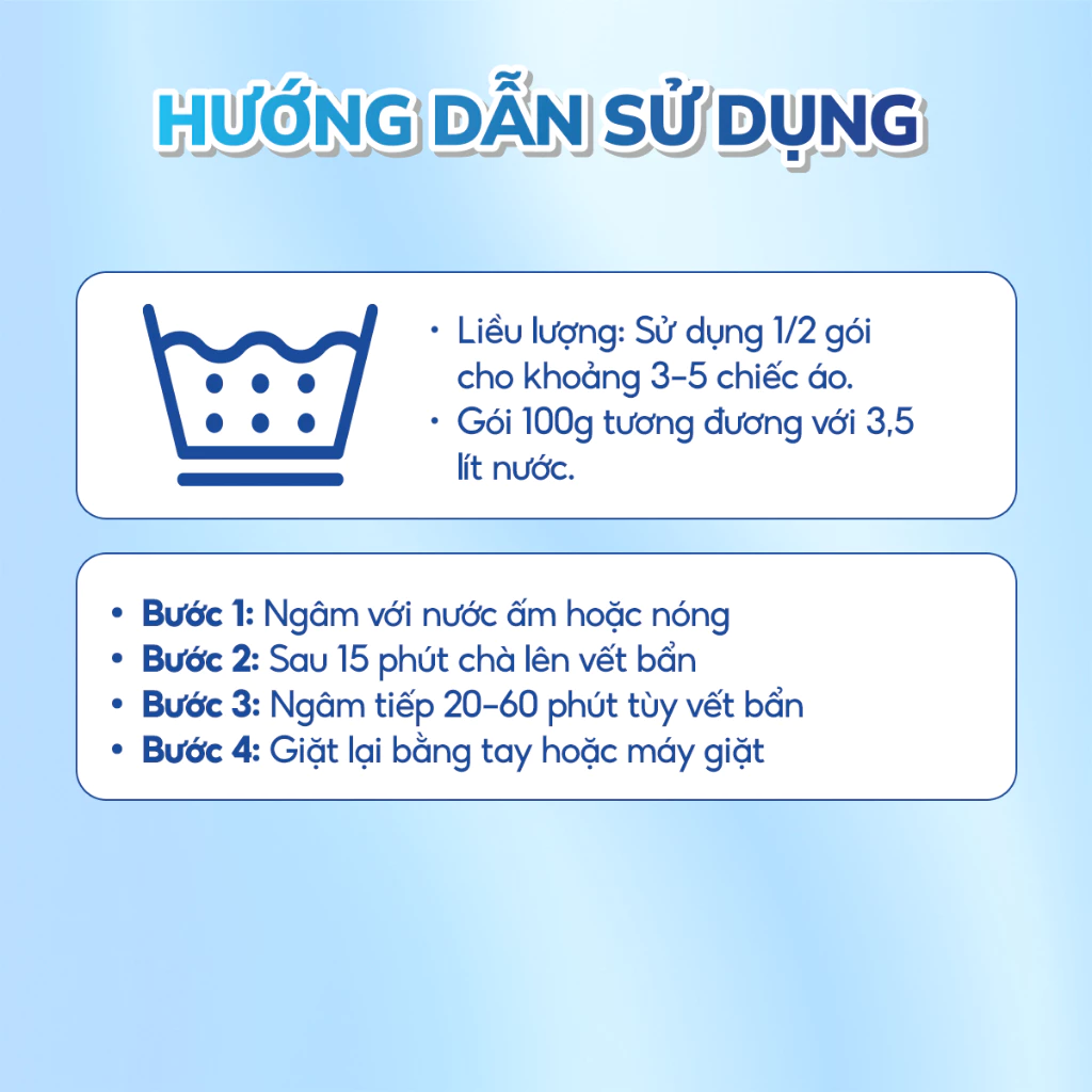 Túi Bột Tẩy Đồng Phục CleanZ Đánh Bay Vết Bẩn, Ố Màu Giúp Làm Sạch Quần Áo Như Mới 100g