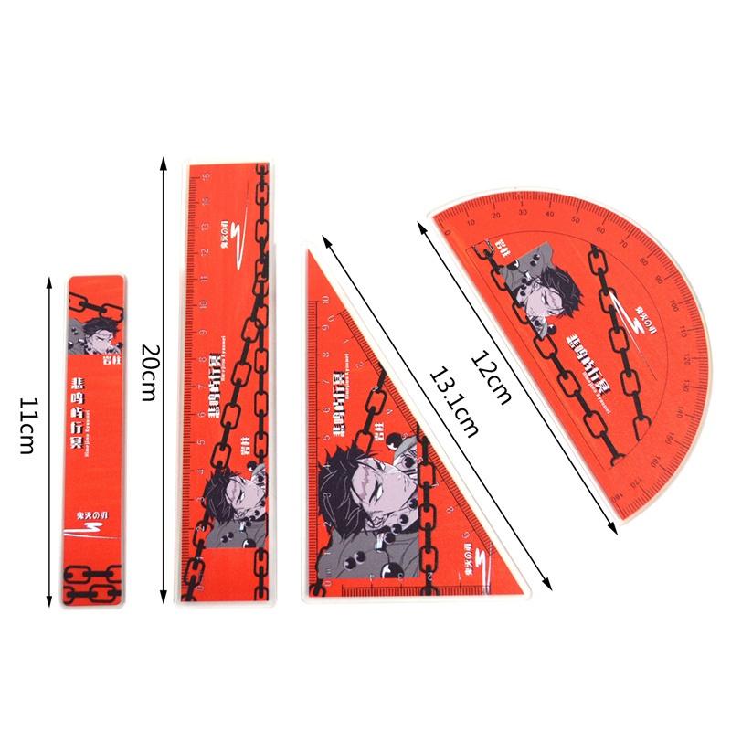 Bộ 4 thước đo hình anime Demon Slayer bằng acrylic cho học sinh