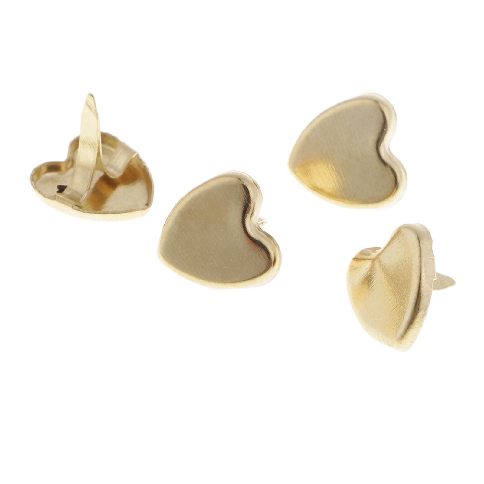 50Pcs Heart Shaped Mini Brads Decorative Paper Fasteners for Scrapbook