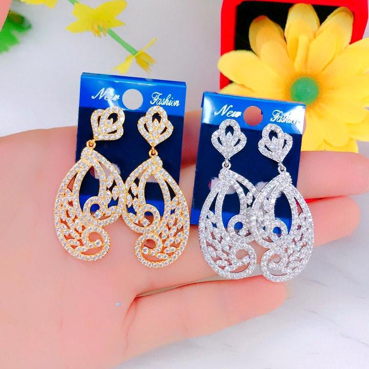 Đôi Bông Tai Mạ Vàng or Bạch Kim Mẫu 064.03.01 - Không Đen - Không Dị Ứng - Tặng Kèm Hộp Trang Sức