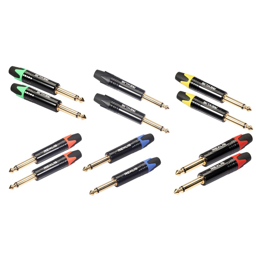 2 Pieces 6.35mm 1/4 inch Stereo Jack Plug For DIY Audio Soldering For Microphone Guitar