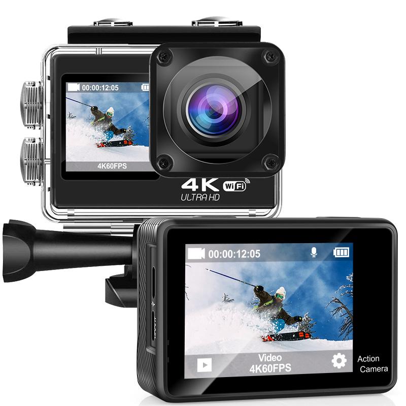 Otuuin S60 4K 60fps HD WiFi điều khiển từ xa màn hình kép bên ngoài thẻ SDHC chụp ảnh chụp ảnh chụp ảnh không thấm nước DV