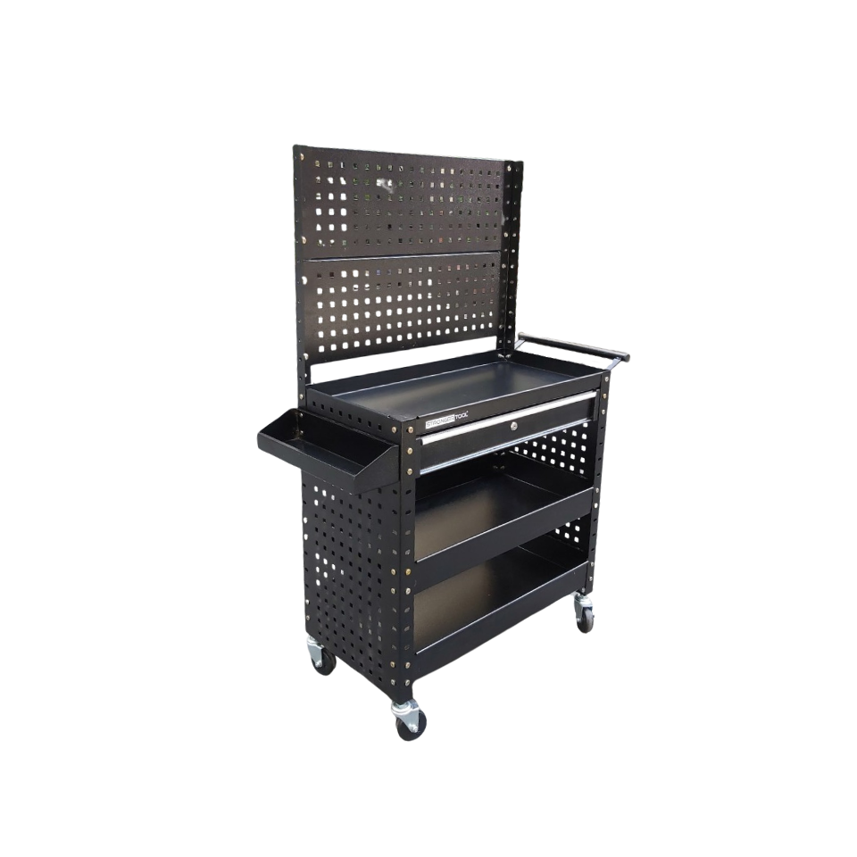 Xe đẩy dụng cụ 3 khay 1 ngăn kéo 2 tấm hông có tấm treo Stronger Tool