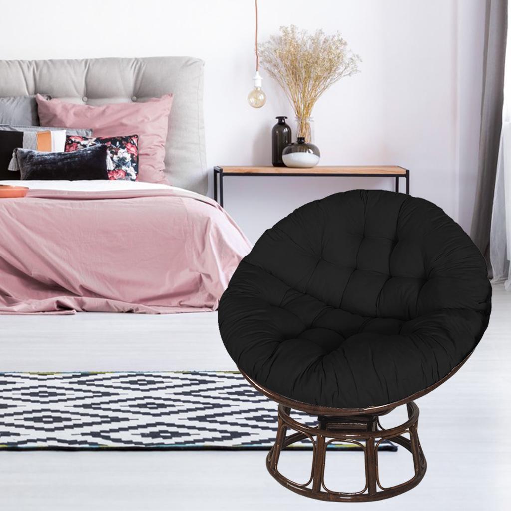 Swing Hanging Egg Rattan Chair Round Cushions Outdoor Garden Patio Hammock Black