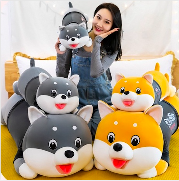 Thú nhồi bông chó husky lè lưỡi dễ thương - Size 90cm đến 1m1 - Quà tặng gấu bông chó husky êm mịn