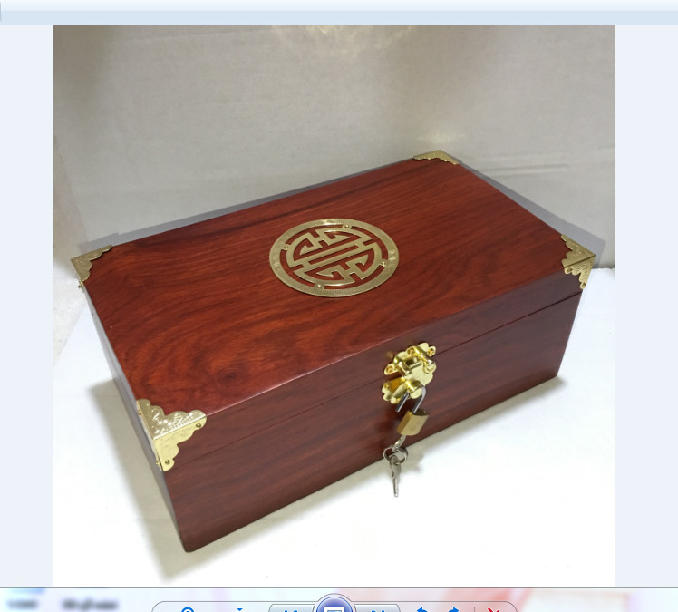 Hộp đựng con dấu, đựng đồ trang sức mặt chữ thọ gỗ Hương size 26cm kèm khóa mini