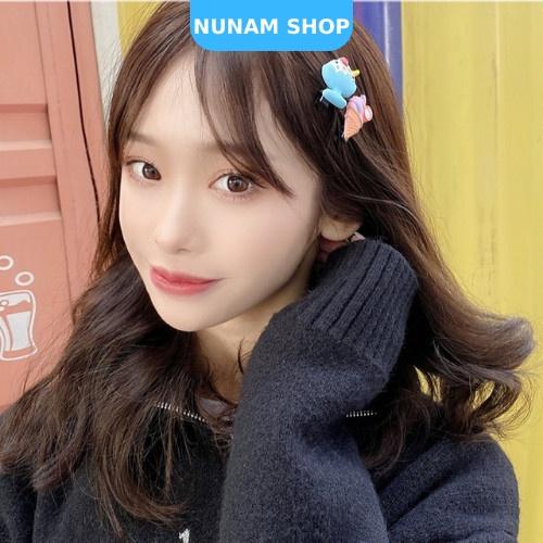 Vỉ 10 kẹp cao su mỏ vịt họa tiết siêu dễ thương cute hàn quốc cho bé Nunam shop