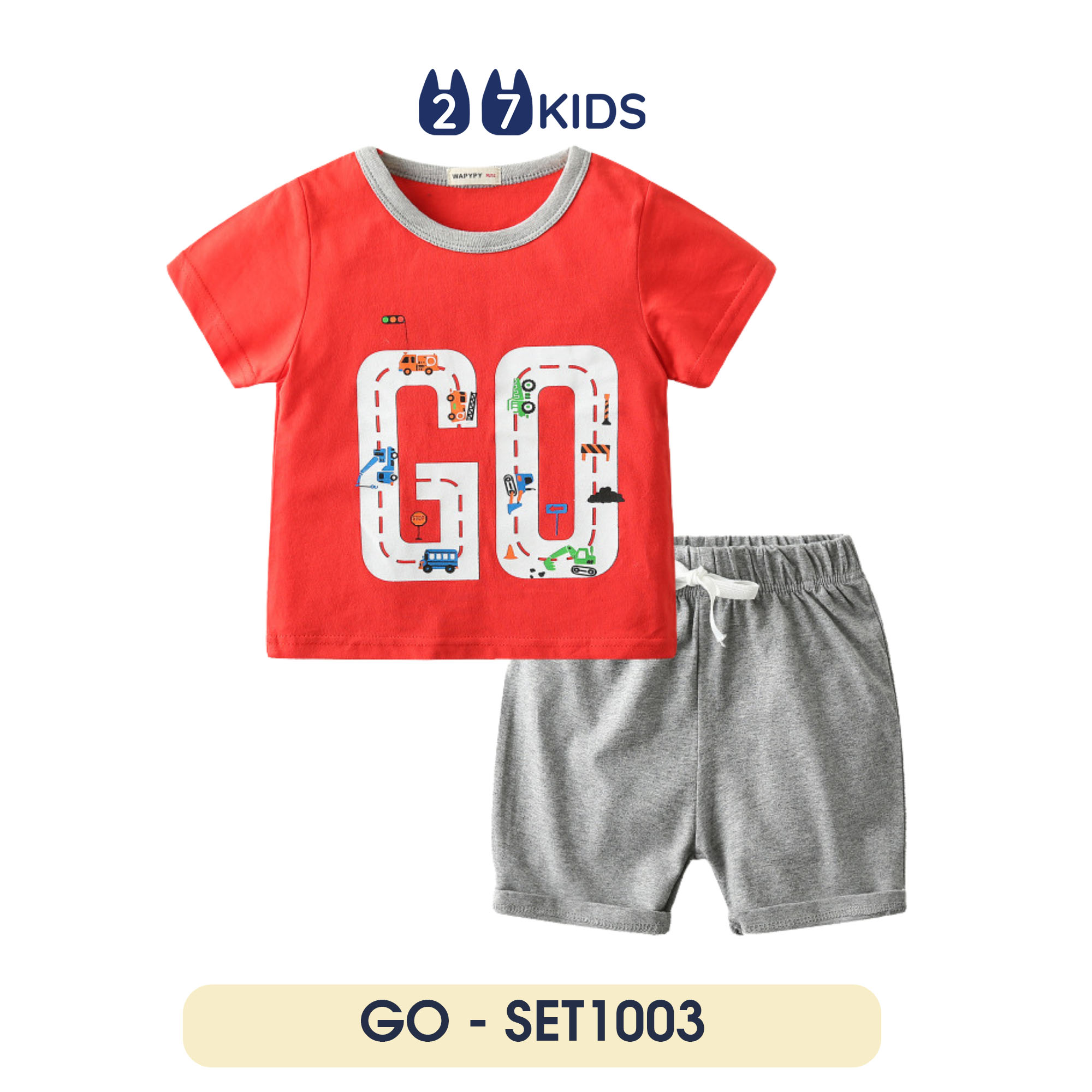 Bộ quần áo trẻ em WAPYPY set quần áo thun cotton cho bé GO - SET1003