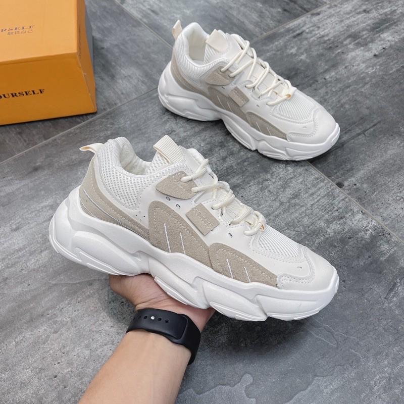 Giày thể thao nam, giày sneakers nam màu kem nâu S29