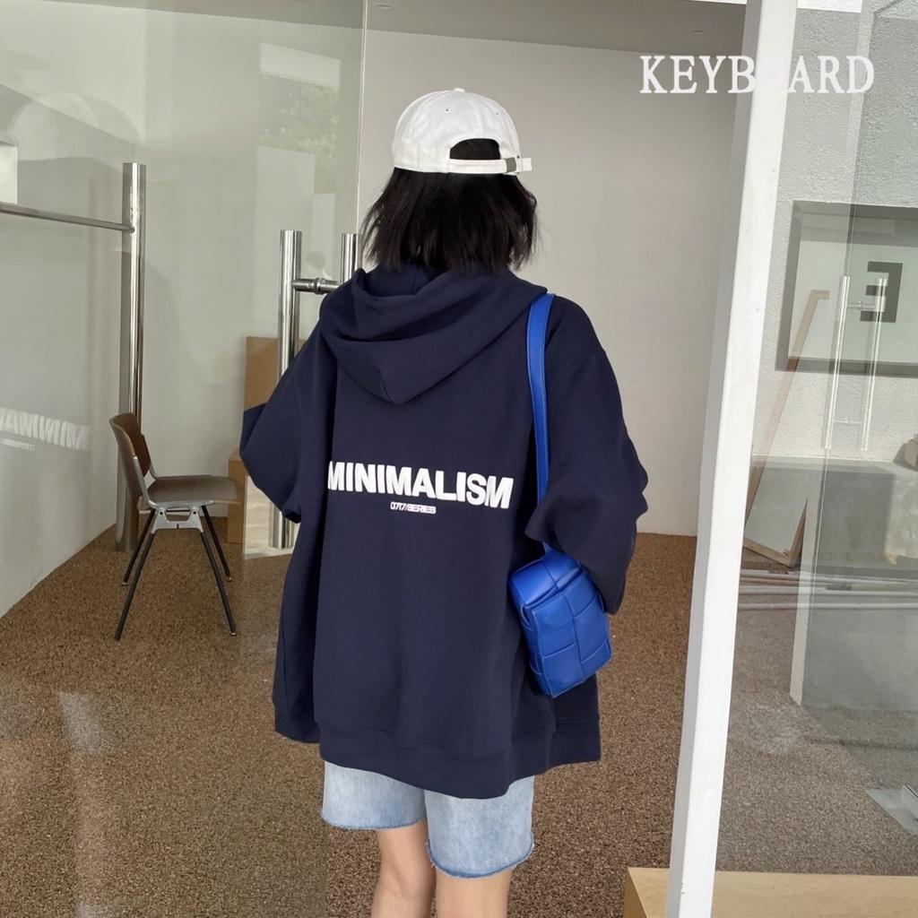 Áo khoác hoodie nỉ bông dây kéo in chữ MINIMAL form rộng unisex nam nữ Vuasivuare