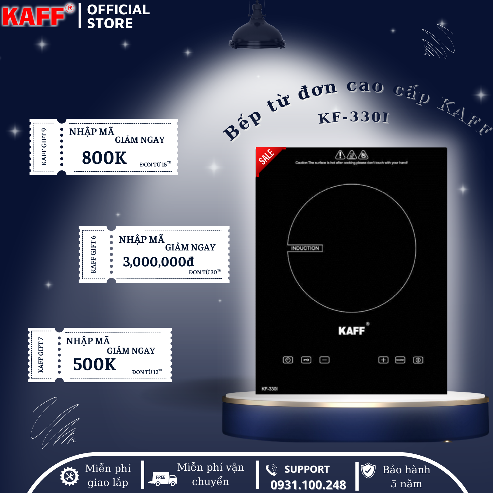 Bếp từ đơn nhập khẩu Malaysia KAFF KF - 330I - Hàng chính hãng