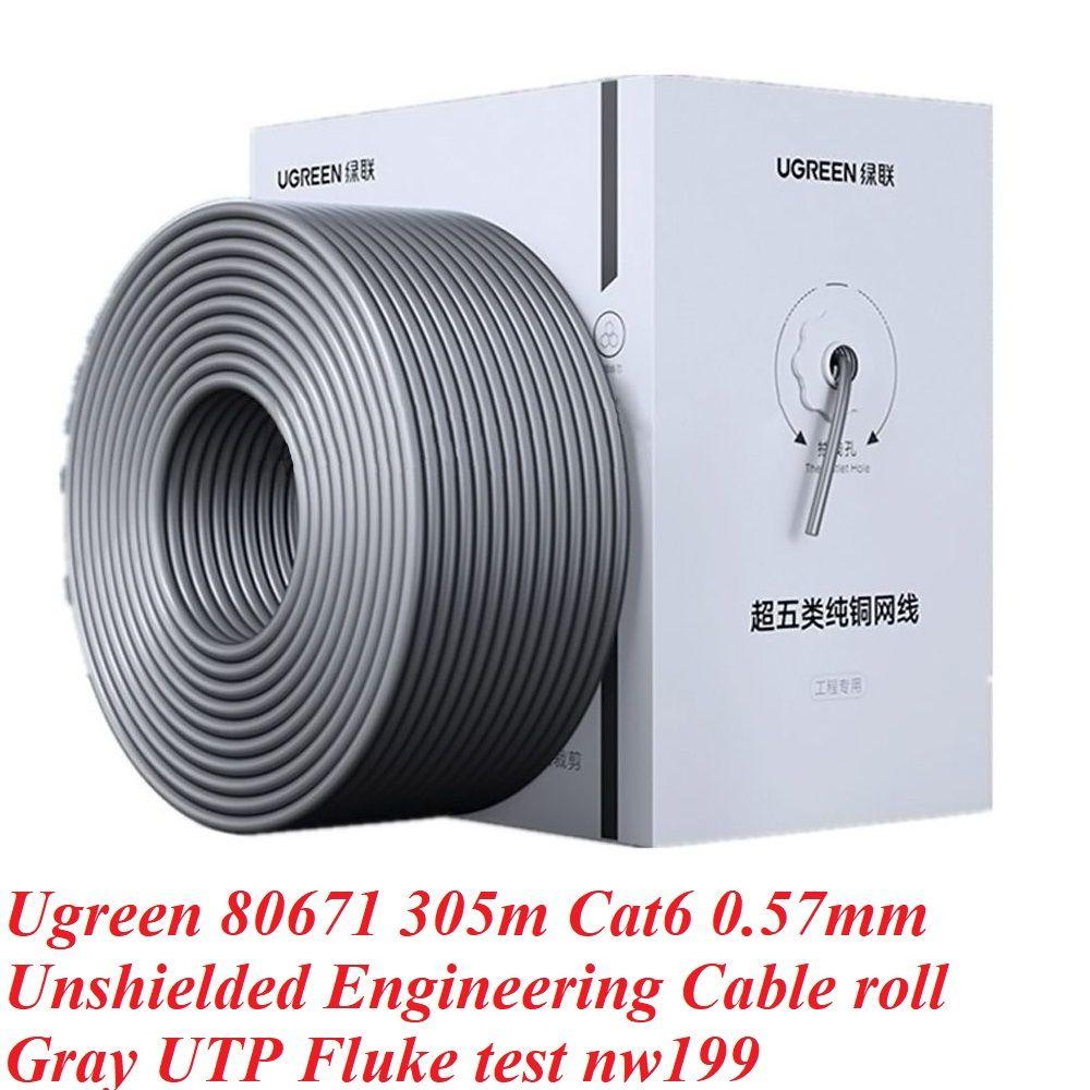 Ugreen UG80671NW199TK 305M CAT6 0.57mm Cáp mạng Lan CAT 6 UTP màu Xám - HÀNG CHÍNH HÃNG