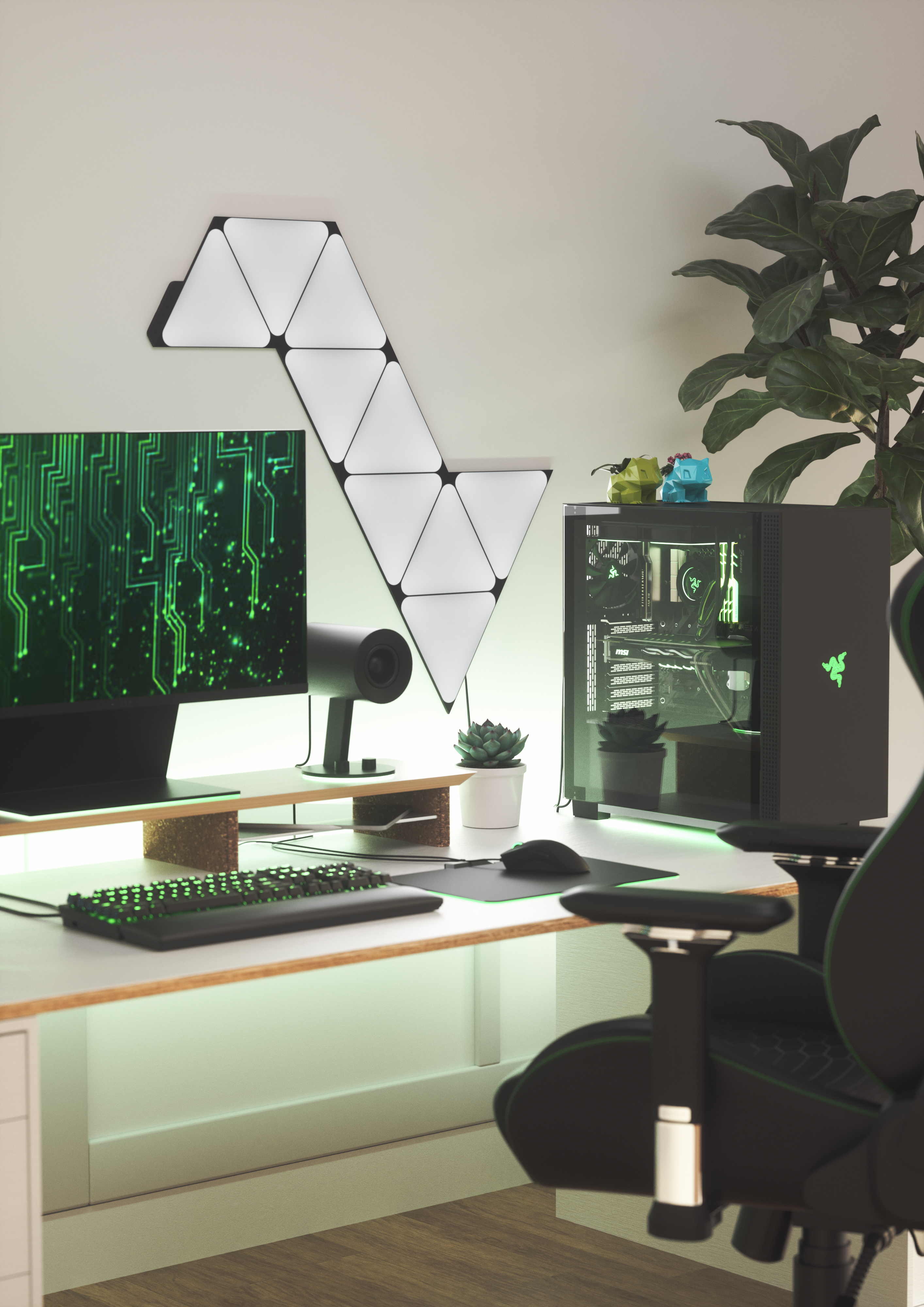 Đèn LED RGB lắp ghép thông minh Nanoleaf Shapes Ultra Black Tam Giác 9 ô đèn