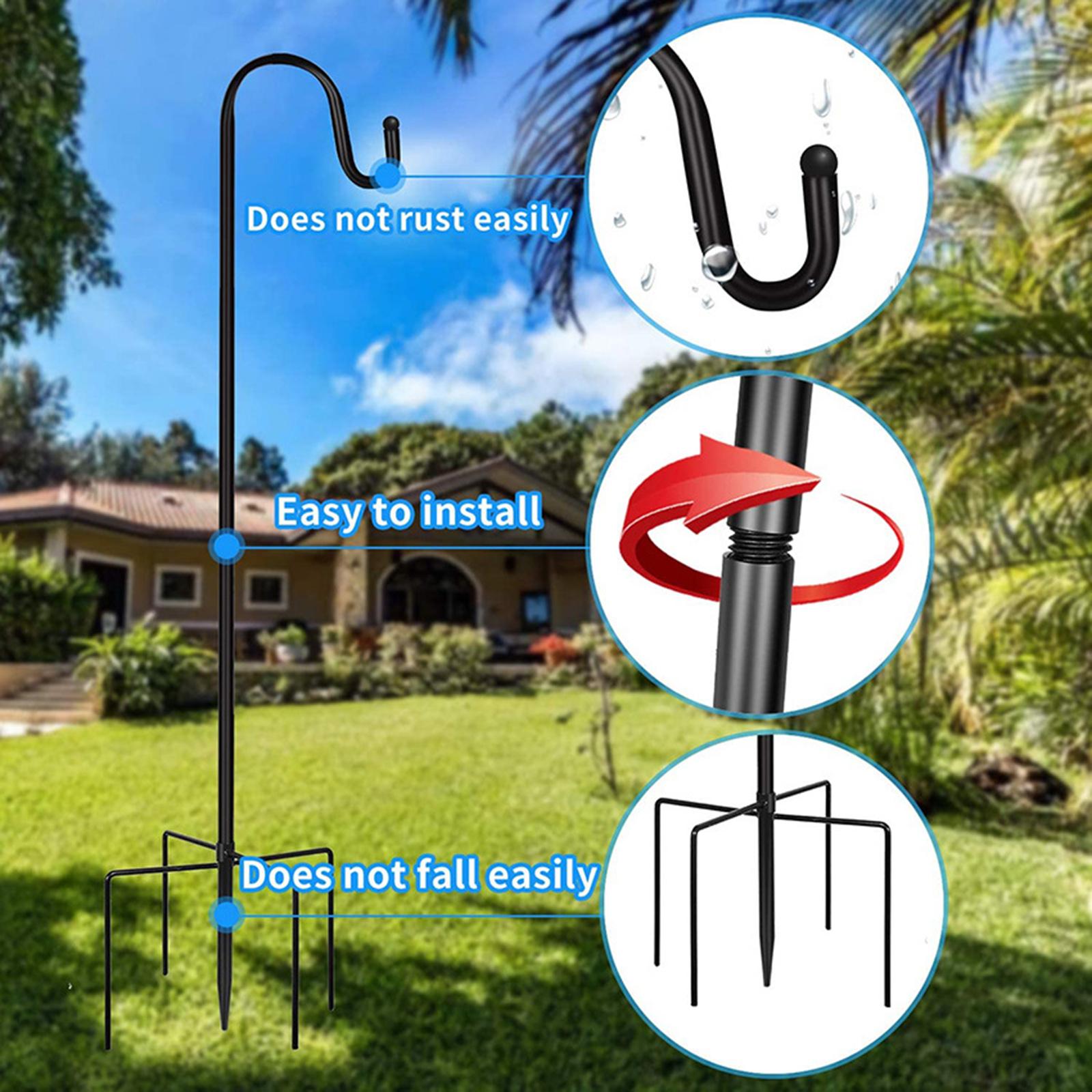 Stable Shepherd Hook Garden Lawn Stake Pole Hanger for Bird Feeder