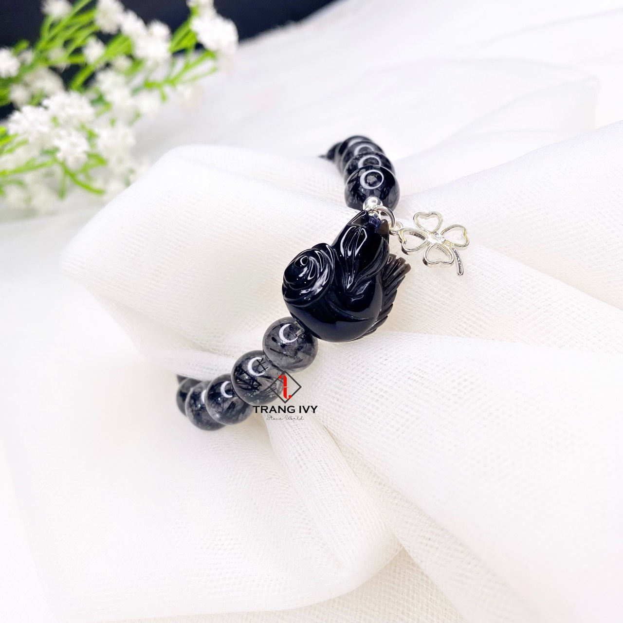 Vòng Tay Thạch Anh Tóc Đen Mix Hồ Ly
