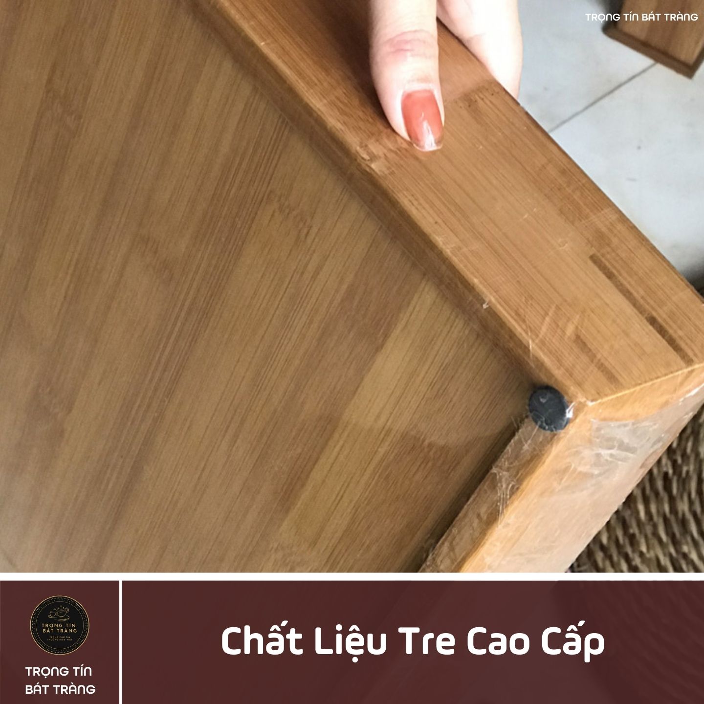 KT 05 Khay Trà Tre Cao Cấp Chữ Nhật Kích Thước 50*29*6
