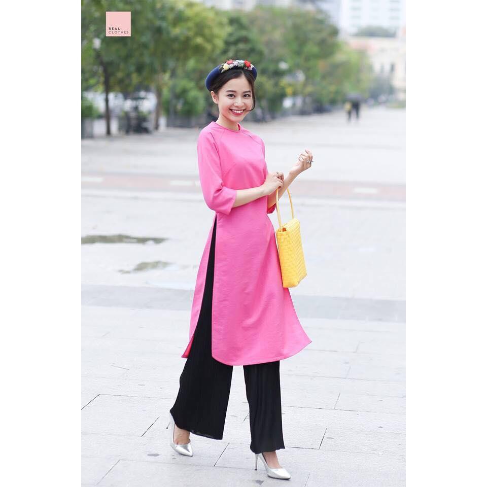 Áo dài cách tân nấm hoa set kèm quần lụa