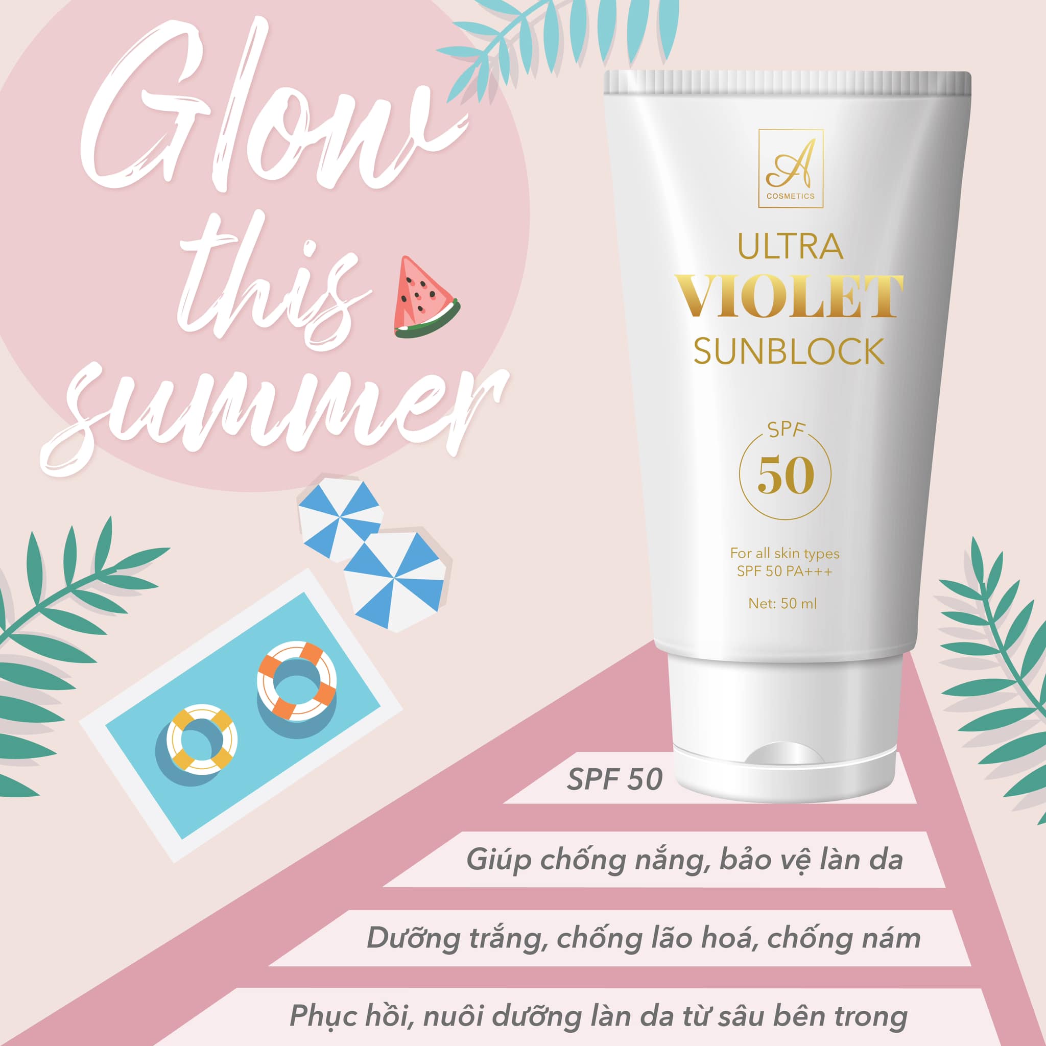 [Chính Hãng] kem chống nắng A cosmetic ultra violet sunblock mỹ phẩm Phương Anh