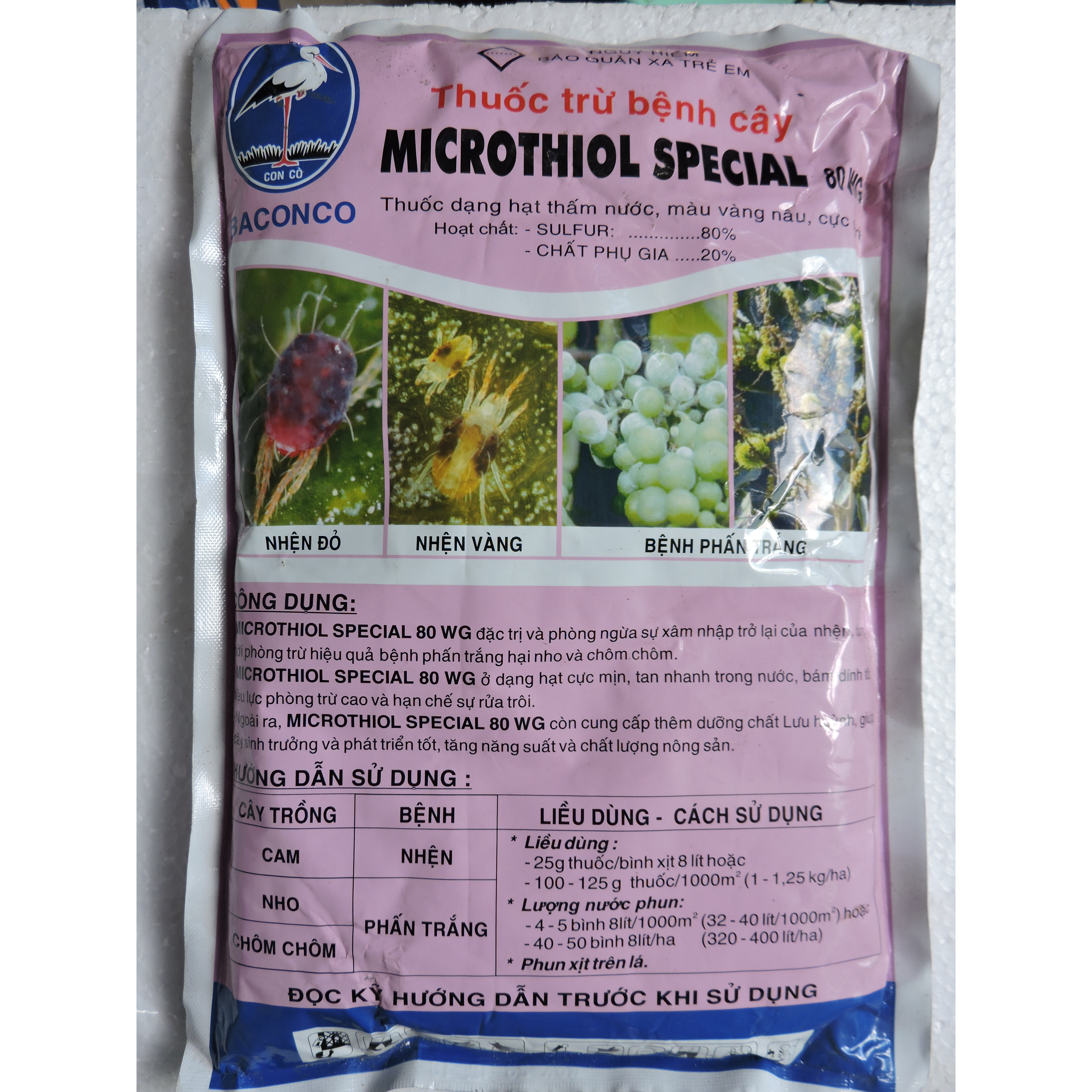 Thuốc Trừ Bệnh Cây Trồng Microthiol Special túi 1kg Trừ Nhện Đỏ, Nhện Vàng, Bệnh Phấn Trắng