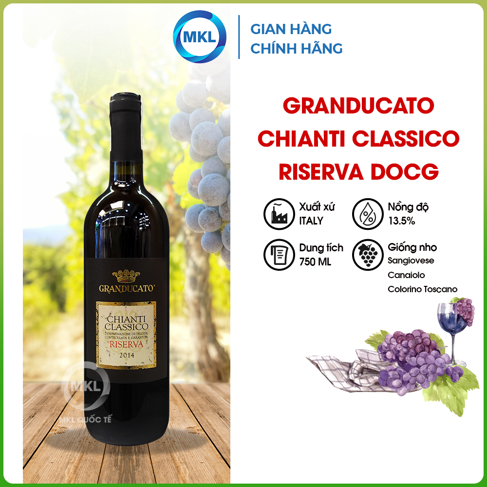 Rượu Vang Đỏ Granducato Chianti Classico Riserva DOCG 750ml 13.5% - Ý - Hàng Chính Hãng