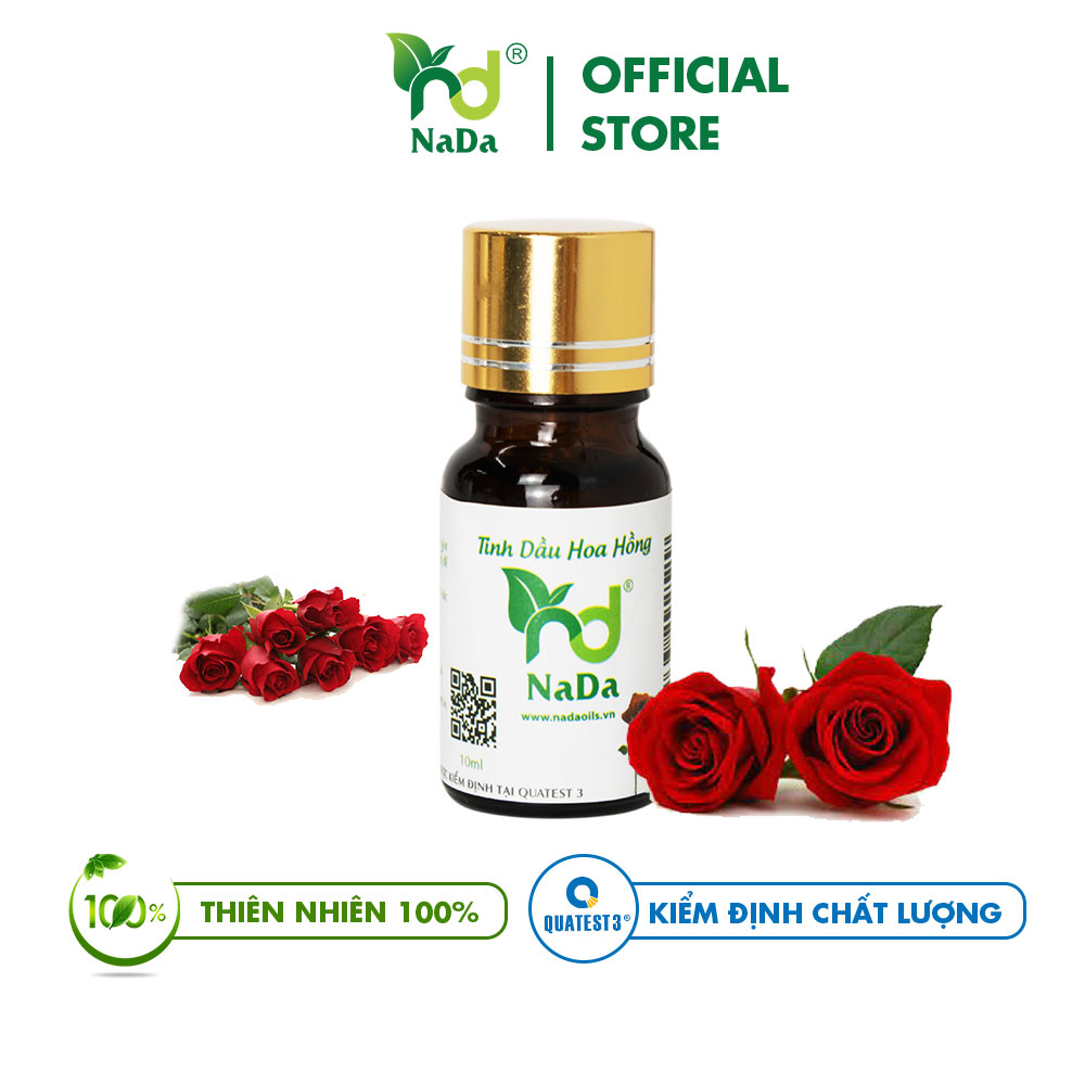Tinh dầu Hoa hồng nguyên chất Nada | Kiểm định QT3 | Nước hoa, Dễ ngủ, Hưng phấn, Khử mùi