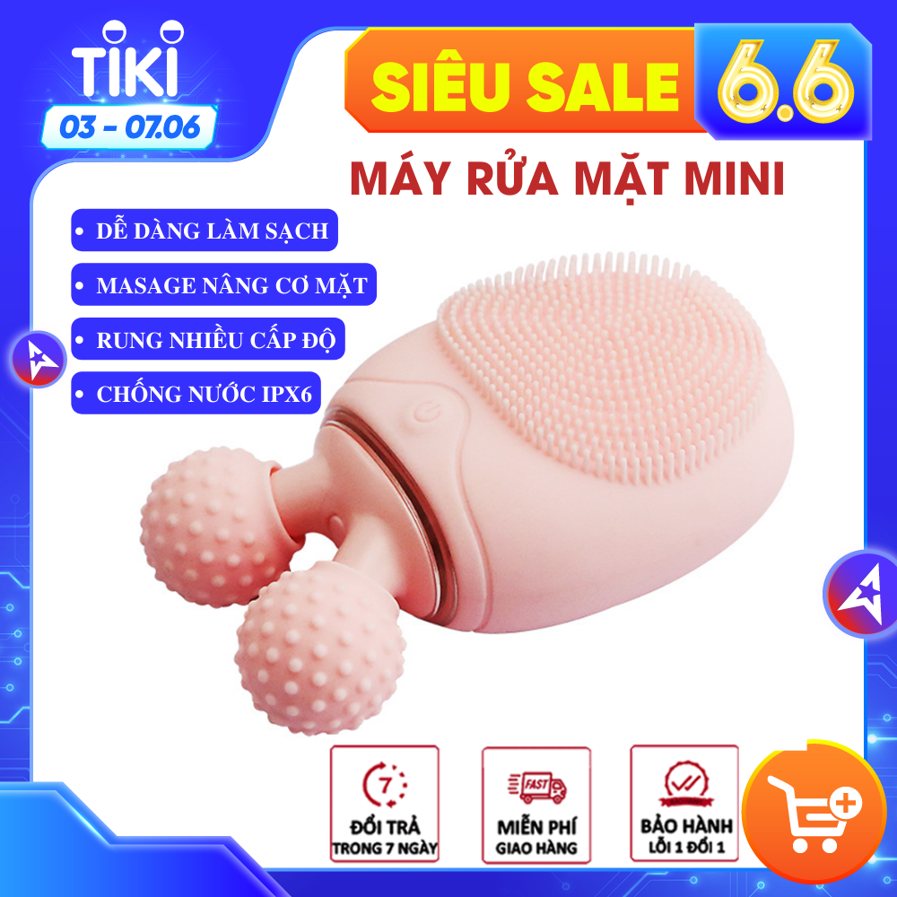Máy rửa mặt và massage da cầm tay 3 trong 1 BR01  : Con lăn mát xa hỗ trợ tạo cằm Vline, rung 5 cấp độ giúp làm sạch sâu, đánh bay bụi bẩn và cặn trang điểm nhẹ nhàng , chất liệu silicon an toàn, chống nước IPX6
