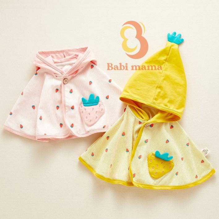 Áo Choàng Cánh Dơi Màu Vàng Cotton Hoạ Tiết Ngộ Nghĩnh Cho Bé Yêu Babi mama - A18