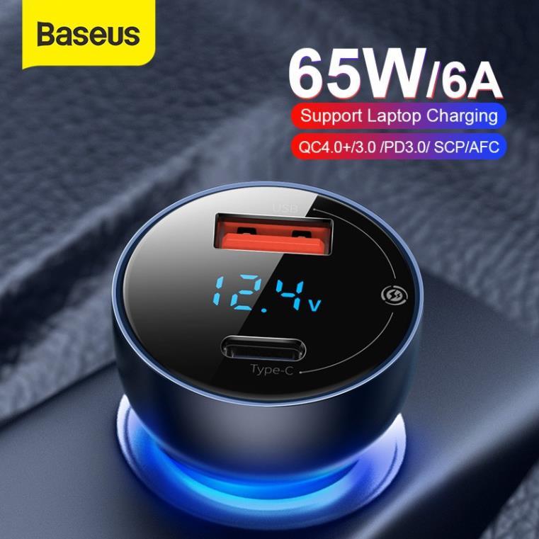 Baseus -BaseusMall VN Tẩu sạc nhanh công suất cao 65W Baseus Particular Digital Display QC+PPS Dual (Hàng chính hãng)