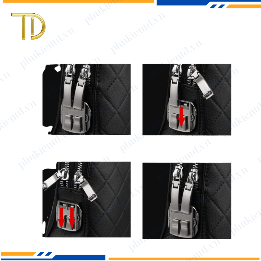 Khóa túi xách, Khóa số túi xách, Khóa số dây kéo đôi túi xách công nghệ mạ điện độ bền 5-8 năm