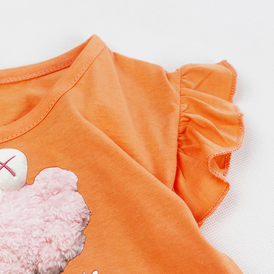 Đầm thun cam cánh tiên in gấu bông cho bé gái 0.5-3 tuổi từ 8 đến 16 kg 02154