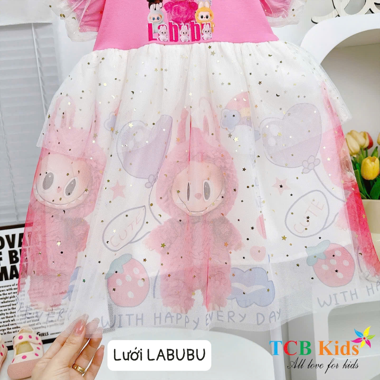 Đầm váy công chúa cho bé gái Labubu đi chơi dự tiệc lễ tết noel giáng sinh năm mới từ 10-40kg