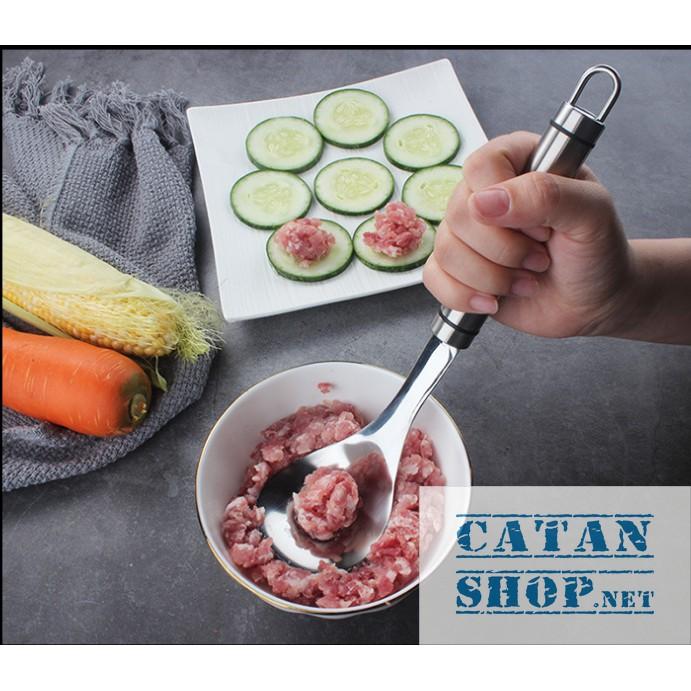 Muỗng, thìa, dụng cụ làm thịt viên, cá viên bằng thép không gỉ siêu tiện dụng, tiết kiệm thời gian GD266-MuongThitVien