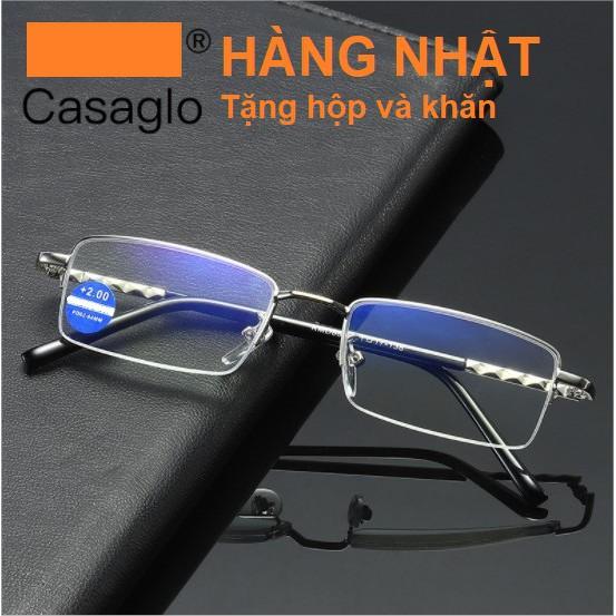 Kính lão thị viễn thị titanium màu Bạc sáng Silver Nhật sẵn độ từ +100 đến +400 kiểu dáng doanh nhân sang trọng