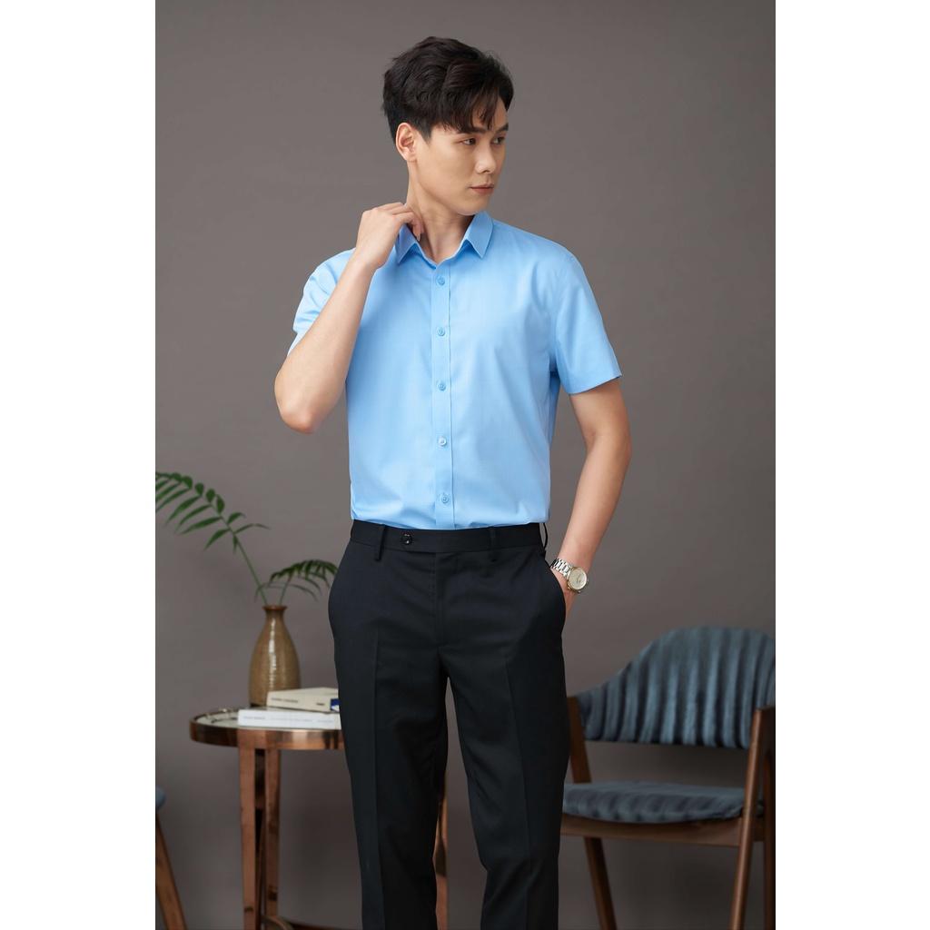 Áo Sơ Mi GENEROS Cộc Tay Xanh Dương AK371