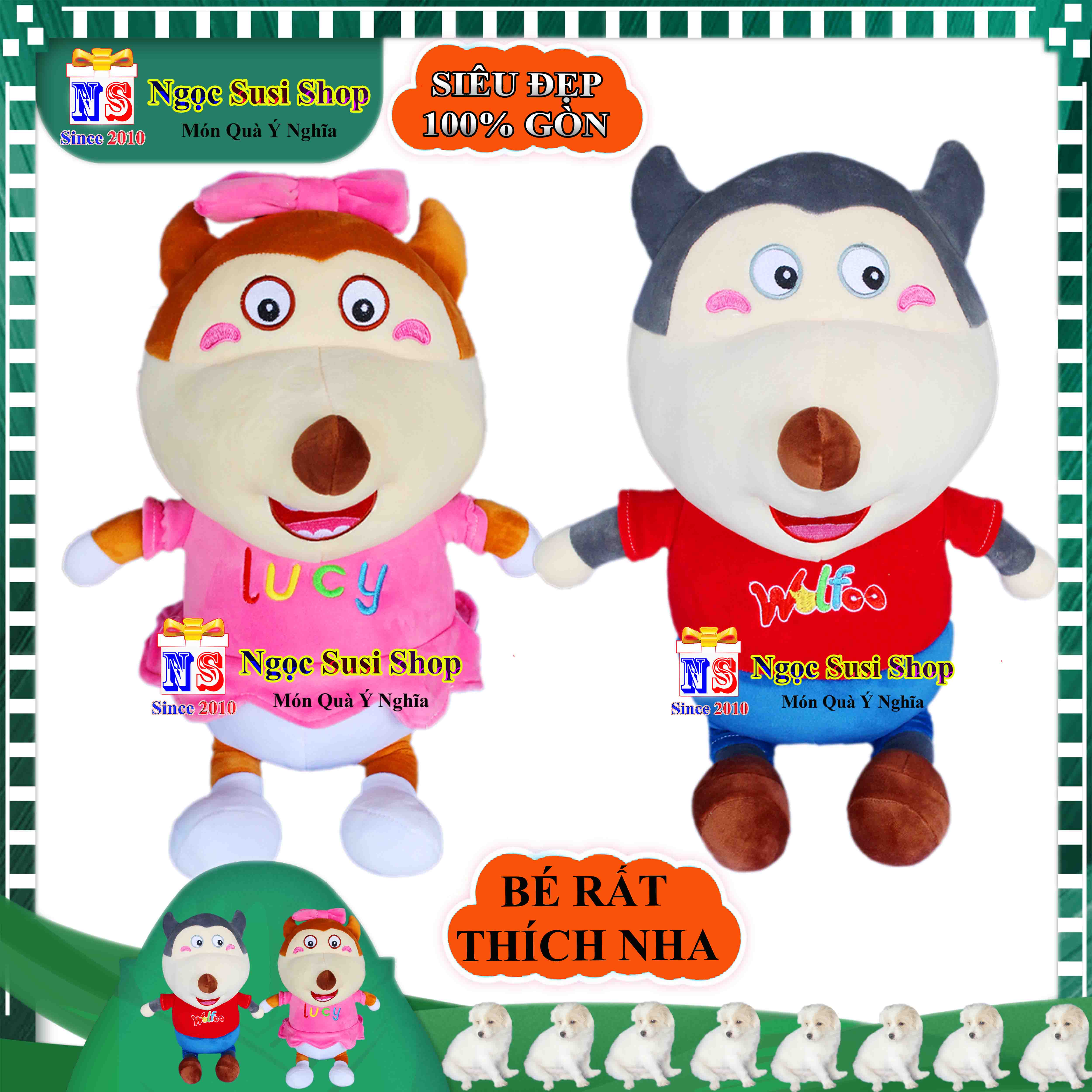 GẤU BÔNG CHÓ SÓI WOLFOO & LUCY SIÊU DỄ THƯƠNG CHO BÉ YÊU - THÚ BÔNG CHÓ SÓI