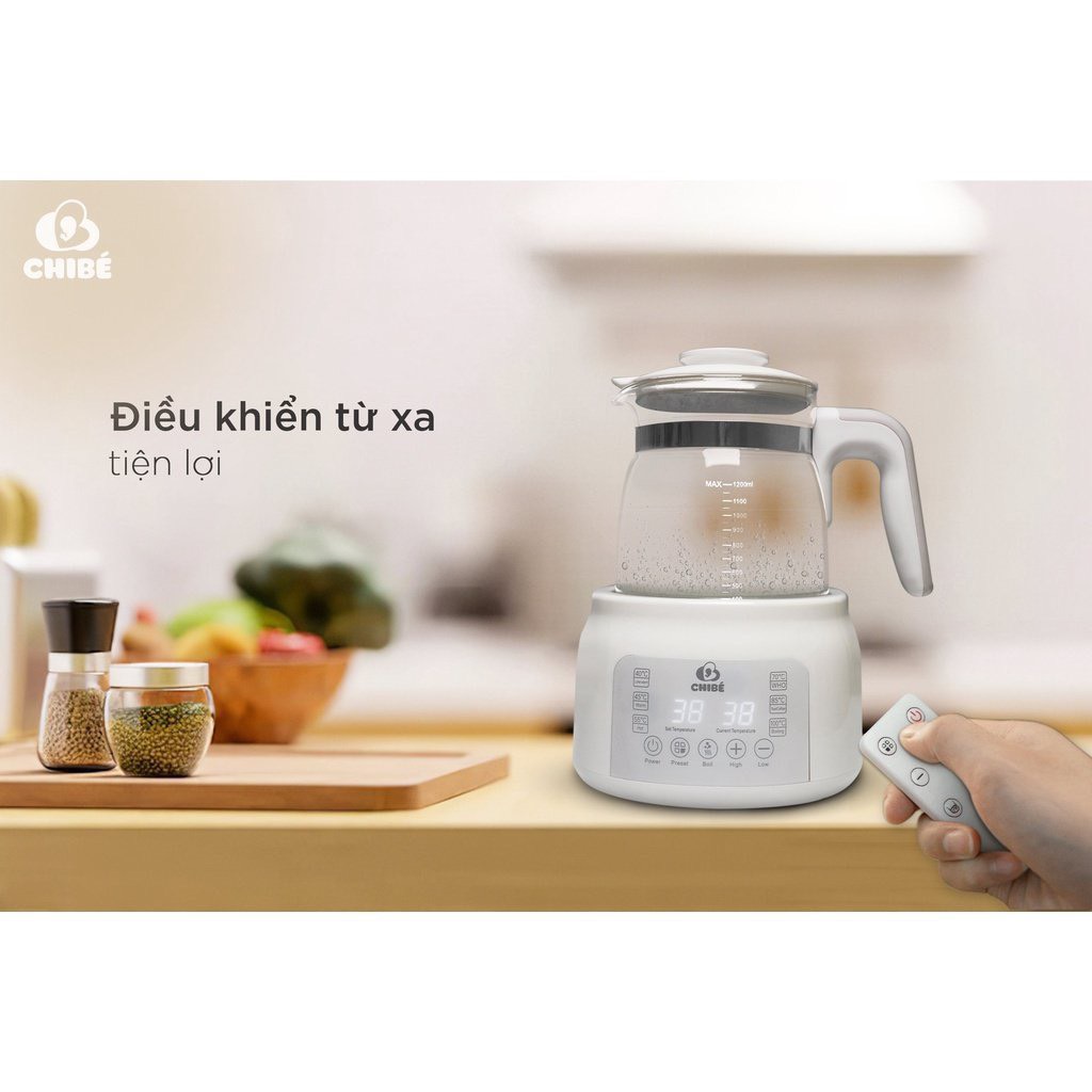 Ấm đun nước CHIBÉ CB002 thông minh pha sữa cho bé, điều khiển từ xa, giữ nhiệt 72h hàng chính hãng