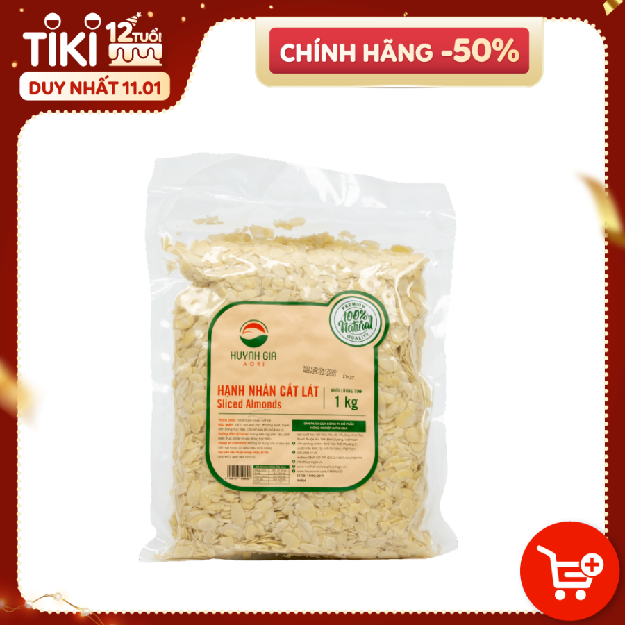 Hạnh nhân tươi cắt lát FAMINUTS bịch 1kg làm bánh, nấu chè khúc bạch