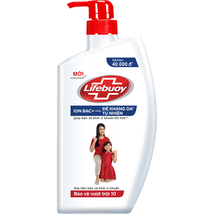 Sữa Tắm Lifebuoy Sạch Khuẩn Bảo Vệ Khỏi 99.9% Vi Khuẩn Chứa Ion Bạc+ Hỗ Trợ Cùng Đề Kháng Da Tự Nhiên Chai 800G