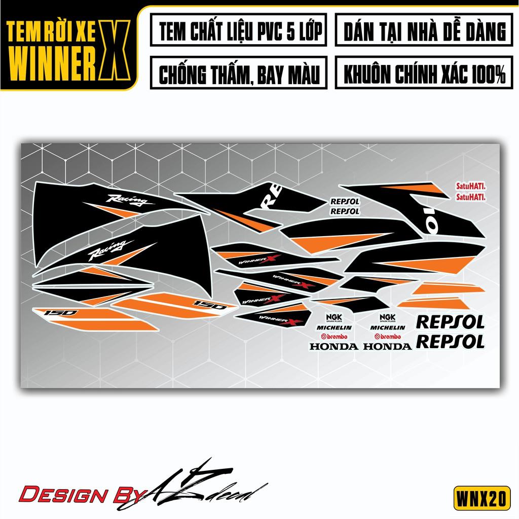 Tem Rời Dán Xe Winner X Mẫu Repsol | WNX20 | Decal Chế Xe Máy Chống Nước, Chống Bay Màu, Cắt CNC Khuôn Sẵn