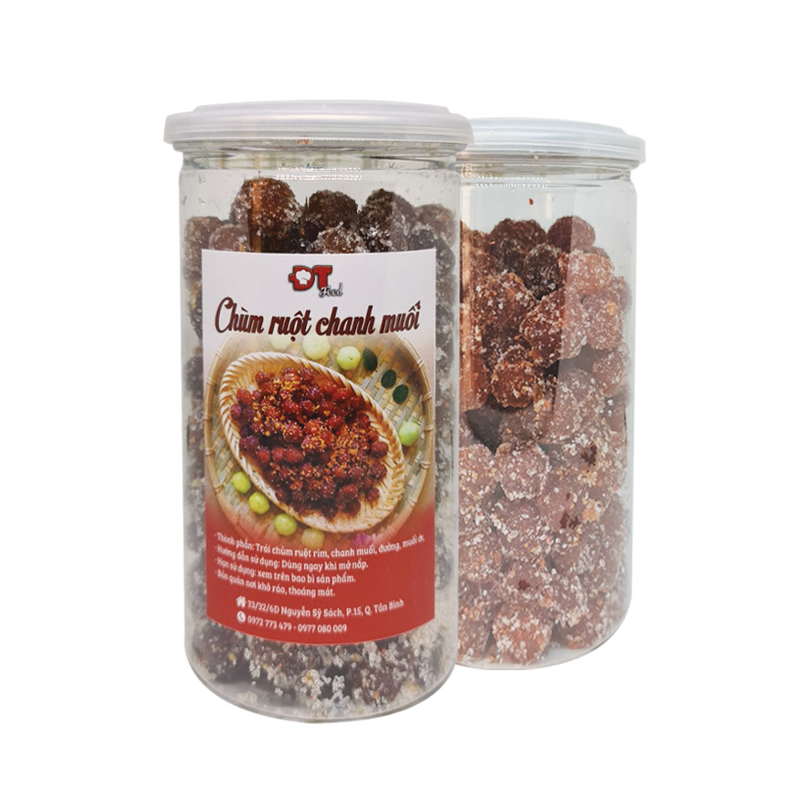 1Kg Chùm ruột chanh muối DTFood (2 Hộp 500g) - Vị cay cay chua chua ngọt ngọt cực ngon