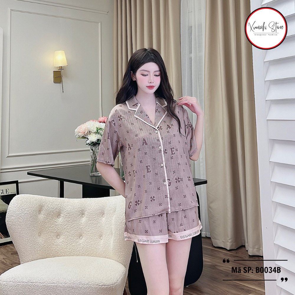 Bộ áo cộc quần đùi họa tiết nhí nhiều màu chất lụa cao cấp Xumaki Store BO034B