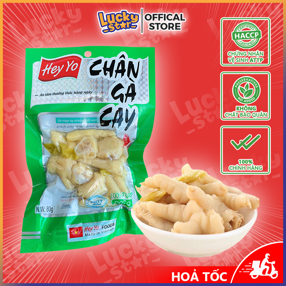 Chân gà cay sả ớt Việt Nam - đồ ăn vặt siêu ngon gói 80g, chân gà sạch Hey Yo đảm bảo ATTP