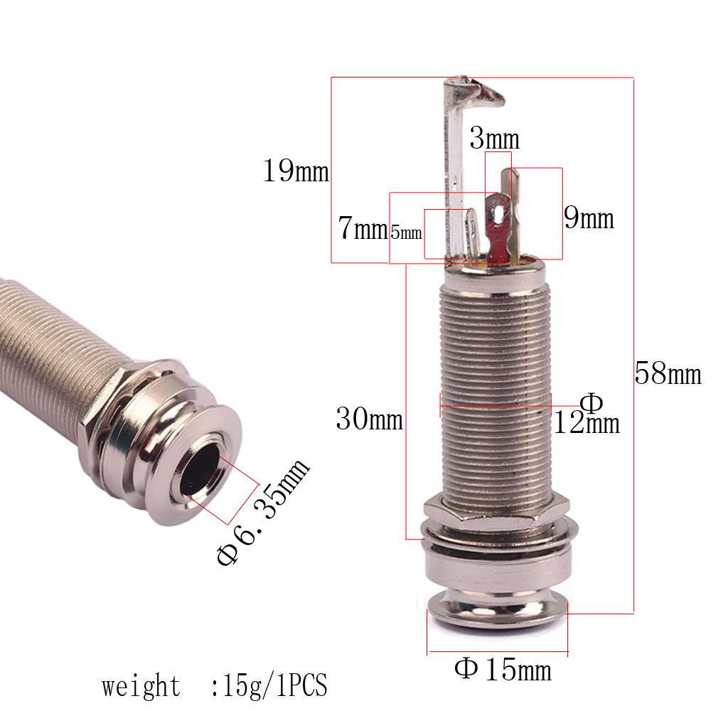 Sunnimix GT223 Đồng Ren Trụ Phong Cách Đàn Guitar Cấp Pin Jack Cắm Stereo Ổ Cắm Đàn Guitar Bass Đàn Mandolin