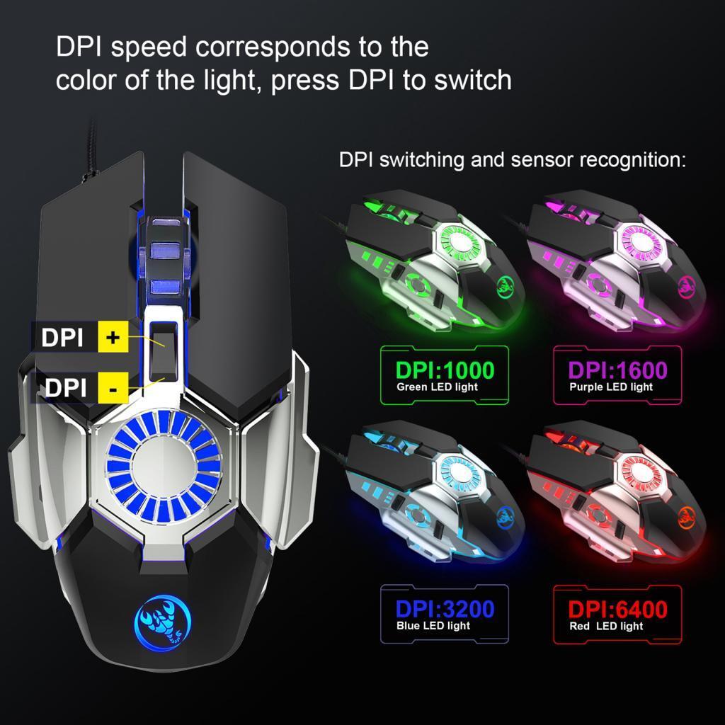 Professional Wired Gaming Mouse 6 Buttons 6400DPI USB Computer Mouse Gamer Mice