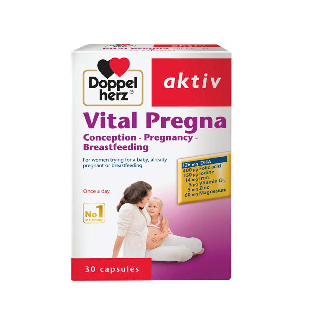 Viên Uống Vital Pregna Doppelherz Bổ sung vitamin, dưỡng chất thiết yếu cho bà bầu 30 Viên