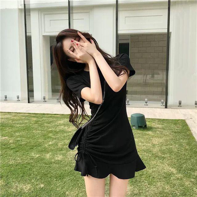 Váy Body Tay Ngắn Rút Dây Bên Sườn Siêu Xinh LH12