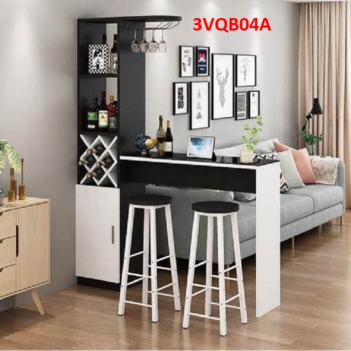 Quầy bar mini, quầy bar kiêm vách ngăn phòng khách nhà bếp 3VQB04A