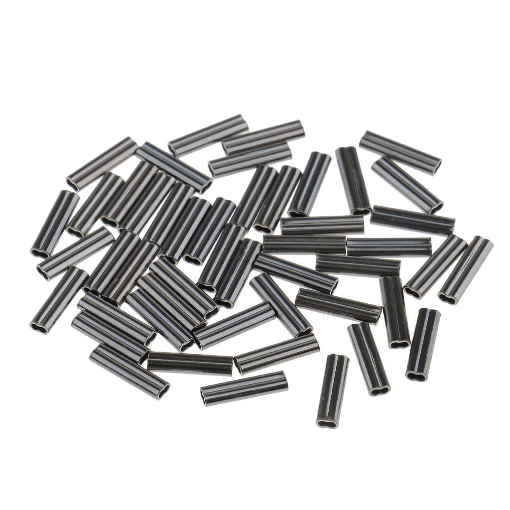 200Pcs Double Barrel Copper Crimp Sleeves Fishing Crimps 0.8/ 1.0/1.5/2.0mm
